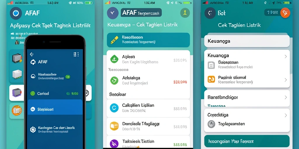 Antarmuka AFAF yang menampilkan pengecekan tagihan listrik.