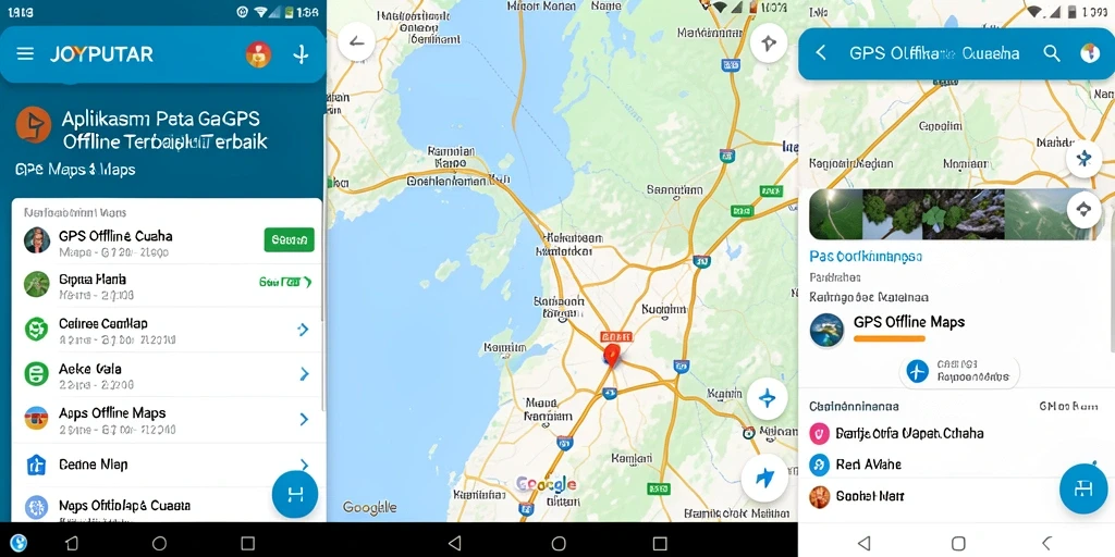 Tampilan antarmuka utama JOYPUTAR untuk navigasi GPS offline.