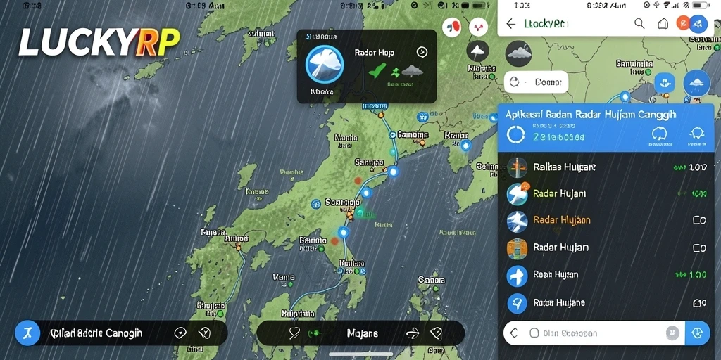 Tampilan antarmuka LUCKYRP dengan fitur Radar Hujan yang jelas.
