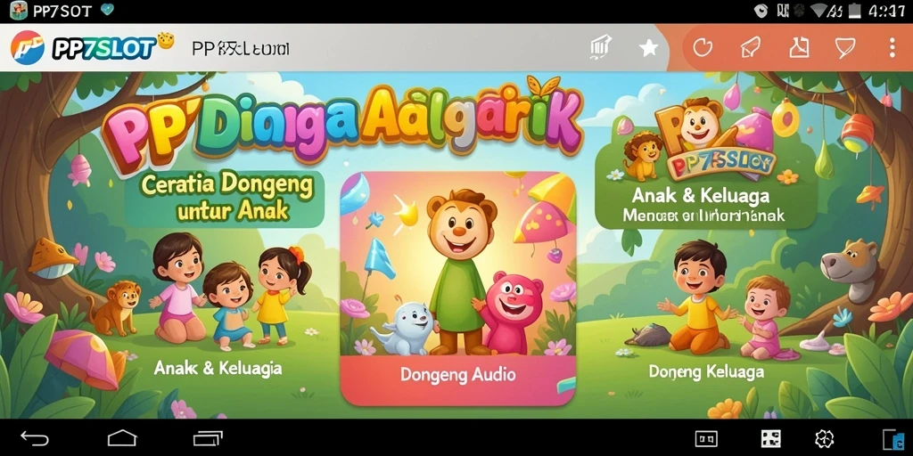 Tampilan antarmuka aplikasi PP7SLOT yang ramah anak.