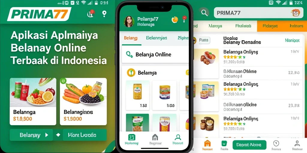 Tampilan antarmuka aplikasi PRIMA77 untuk belanja online.