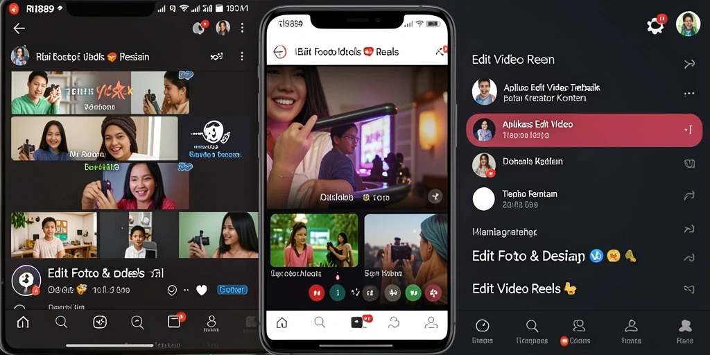 Tampilan antarmuka RI889 yang mudah digunakan untuk edit video reels.