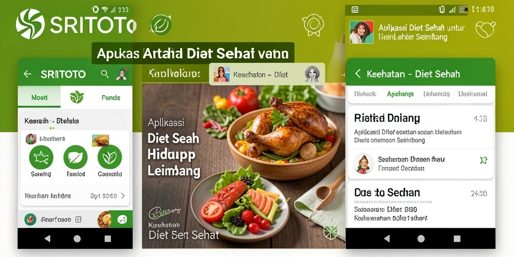 Antarmuka aplikasi SRITOTO menampilkan fitur Diet Sehat dengan desain yang bersih dan menarik.